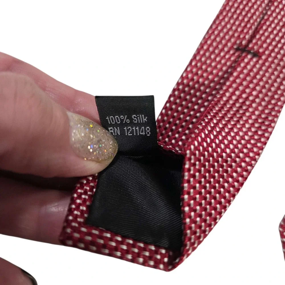 Michael Kors Silk Jacquard Micro Dot Tie‎ Burgundy Red Textured Men's Neckwear